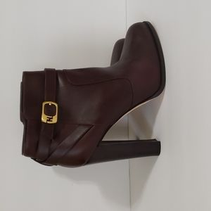 Brand New Fendi High Heel Brown Leather Ankle Boots